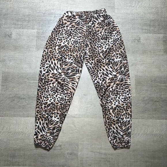 Amazon, Cheetah Print Wide Leg Jogger Pants with Side Slits, Women’s Small - Picture 2 of 9